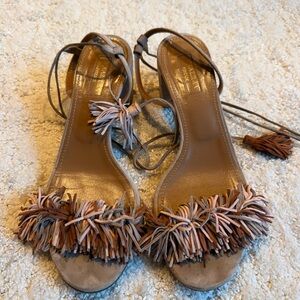 Aquazzura Multicolor Fringe Sandals